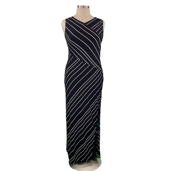 White House Black Market Black/White Striped Sleeveless Maxi Dress
